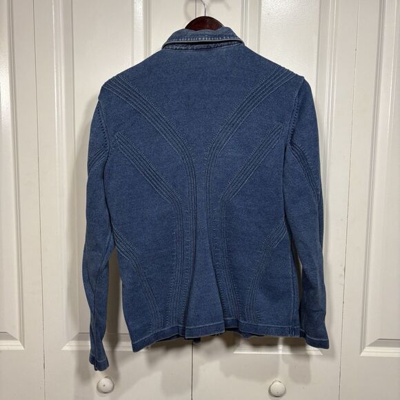 Blue Willi's Knit Denim Jacket Women XL Boho Western Zip Y2K Cottagecore Rare - Picture 4 of 8